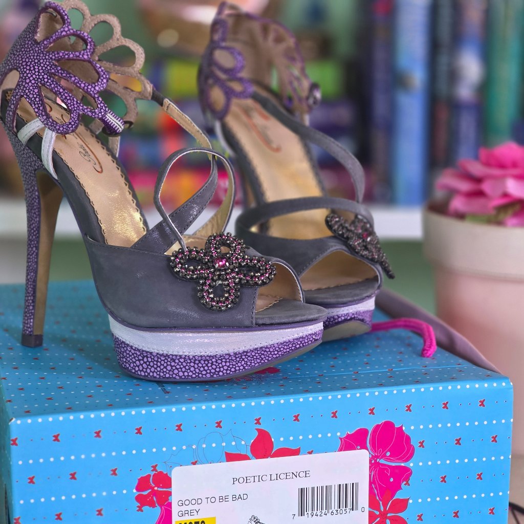 Nib Poetic Licence “Good To Be Bad” Sandals Gray And Purple, Us 7m